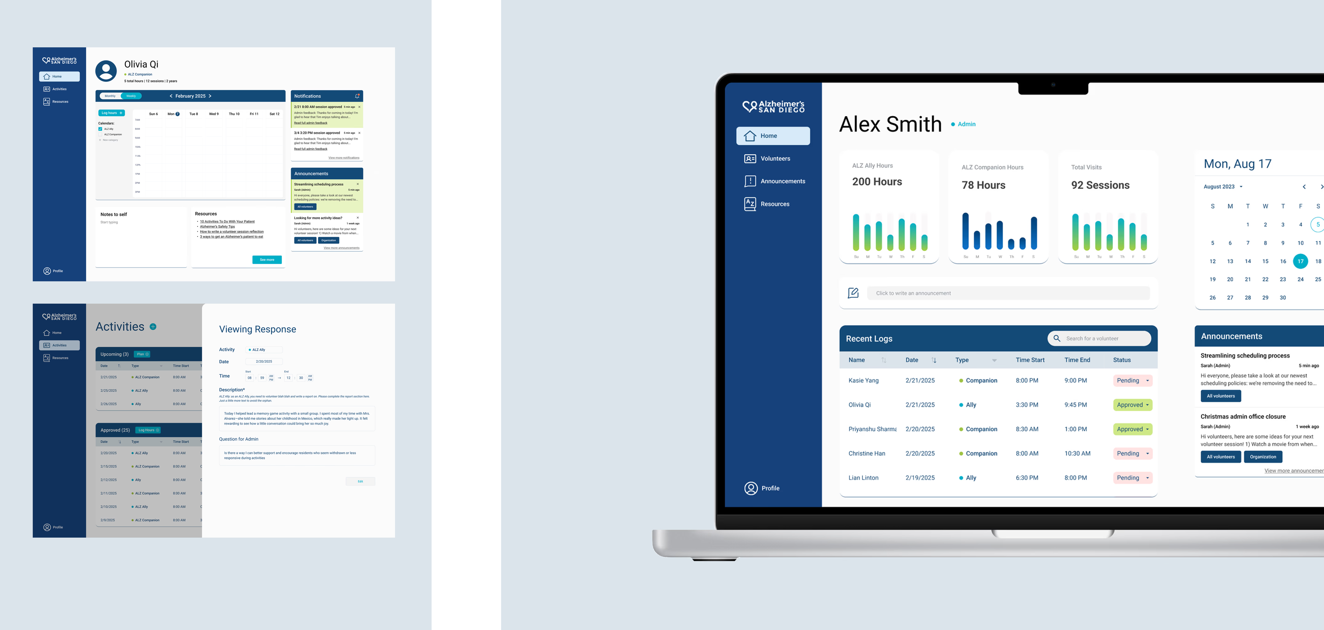 ASD Volunteer Management Platform Mockups