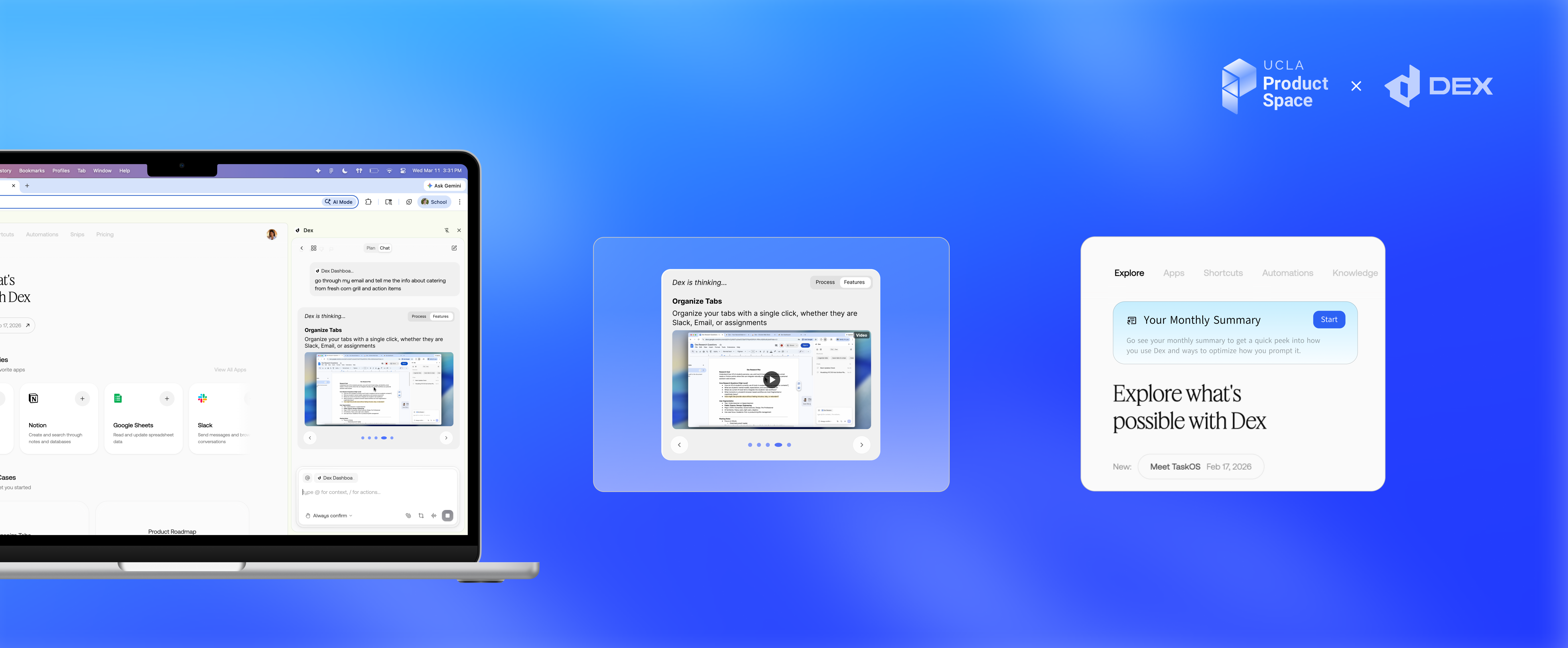Dex ThirdLayer AI Browser Copilot Mockups